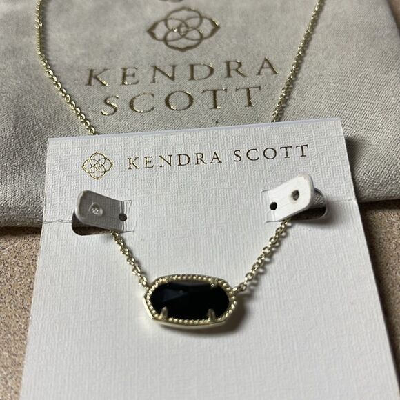 KENDRA Scott Elisa Pendant Necklace Black Stone Gold Necklace - Picture 9 of 9